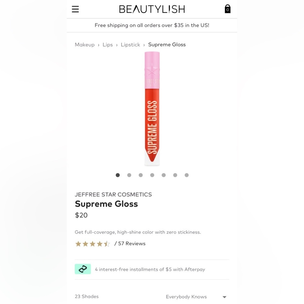 JEFFREE STAR COSMETICS SUPREME LIP GLOSS (EVERYBODY KNOWS) FULL PIGMENT LIPGLOSS